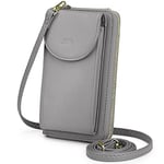 S-ZONE PU Leather RFID Blocking Crossbody Cell Phone Bag for 6.7 Inch Cellphone Women Leather RFID Blocking Wallet Purses with Credit Card Slots