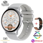 Montre Connectée Amoled Full Touch Pour Hommes Et Femmes,Appel Bluetooth,Fitness,Étanche Ip68,Horloge Et Boîte,Android Et Ios,2023 - Type Sa-Alpha-1 L Silver