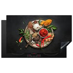 KitchenYeah© Protection Plaque Cuisson Deco Cuisine Cache Induction 90x52 cm Protège Pour Cuisiniere Protection Épices - Poivre - Cuillères - Légumes