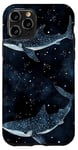 Coque pour iPhone 11 Pro Aquarelle noire motif requin baleine