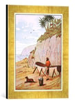 'Image encadrée de English School "Robinson Crusoe S Canoe, illustration from' The Story of Robinson Crusoe : à adaptation for Children FOLLOWING Defoe S Language ', d'art dans le cadre de haute qualité Photos fait main, 30 x 40 cm, or Raya