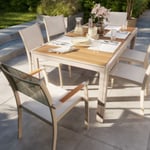 Table de jardin extensible Rowa Argile en aluminium coloris corail et beige L.155/263 x l.100 x H.75 cm