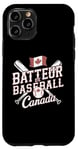 Coque pour iPhone 11 Pro Batteur de baseball Canada Feuille d'érable Drapeau canadien