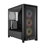 CORSAIR Frame 4000D RS ARGB Boîtier Modulaire ATX de Taille Moyenne – Débit d'air Élevé, 3X Ventilateurs RS ARGB Préinstallés, ASUS BTF, MSI Project Zero, Gigabyte Project Stealth – Noir