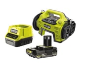 Ryobi - Compresseur - gonfleur 18V - jusqu'à 10,3 bars - Livré avec 3 embouts de gonflage + 1 batterie 2,0 Ah + 1 chargeur rapide 2,0 A - R18I-1C20GZL