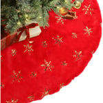 Rouge 90cm/35inch Jupe de Sapin de Noël Rouge Peluche Neige Décorations d'arbre de Noël Tapis Jupe d'arbre de Noël pour Décorations de Noël Vacances