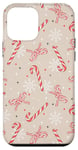 Coque pour iPhone 12 mini Coquette de Noël en forme de canne à sucre d'orge beige neutre