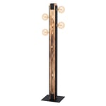 Standing Floor Lamp Light Unique Wood Beam & Black Steel 4 x 60W E27 Bulb