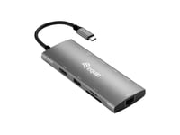 Equip 133490, Koblet Med Ledninger (Ikke Trådløs), Usb 3.2 Gen 1 (3.1 Gen 1) Type-C, 100 W, 10,100,1000 Mbit/S, Grå, Microsd (Transflash), Sd, Sdhc, Sdxc