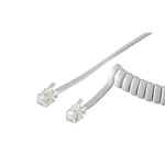 goobay 50246 Telephone Handset Spiral Cable, Flat Cable with Rj10 Plug (4P4C) to Rj10 Plug (4P4C); White; 2 m