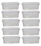 10 LADIES SHOE STORAGE BOXES CLEAR PLASTIC STACKABL TOY CONTAINER ORGANISER 33cm