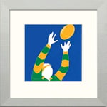 Lumartos, Vintage Rugby World Cup 2015 Poster Contemporary Home Decor Wall Art Watercolour Print, Matt Silver Frame, 14 x 14 Inches