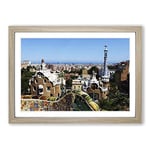 Big Box Art PARC Guell Gaudi Barcelona Spain Framed Wall Art Picture Print Ready to Hang, Oak A2 (62 x 45 cm)