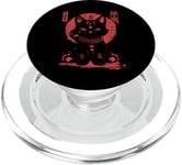 Chat Maneki-Neko en colère porte-bonheur avec art japonais Kanji PopSockets PopGrip pour MagSafe