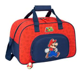 SUPER MARIO TRICK - Sac de sport, sac à dos, idéal pour les enfants de différents âges, confortable et polyvalent, qualité et résistance, 40 x 23 x 24 cm, Bleu foncé/rouge, M, Décontracté