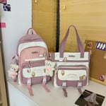 pinkki setti laukkuEi riipus-Harajuku Uusi High School Girls Reppu Olkalaukut Multi Taskut Vedenpitävä Koululaukku Teinitytöille Kawaii Reppu Mochila