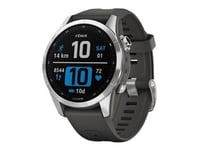 Garmin fenix 7S - 42 mm - silver - sportklocka med band - silikon - grafit - handledsstorlek: 108-182 mm - display 1.2" - 16 GB - Bluetooth, Wi-Fi, A