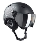 BLACK CREVICE Casque de ski Vail I Casque de ski avec visière en style pilote en différentes couleurs I Casque de ski hommes & femmes I en polycarbonate I Casque de ski respirant I Taille réglable (L (58-61 cm), mat noir/noir)