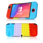 Coolden Étui pour Switch OLED Pochette Housse Coque TPU Souple Silicone Coque Protection Switch OLED Anti-Griffes et Anti-Chocs Pop Fidget Bubble Coque pour Nintendo Switch et Switch OLED Coloré