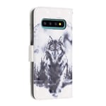 Flip Case for Samsung Galaxy S10, Wallet Case with Card Slots, Business Cover with Magnetic Seal, Book Style Phone Case, Shockproof Protection Cover for Samsung Galaxy S10 (White Wolf)