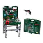 Theo Klein 8676 Tool shop, atelier portable Bosch | Avec la visseuse|dévisseuse Bosch Ixolino | Pliable et facilement transportable | Dimensions : 41,5 cm x 8,5 cm x 76,5 cm | Jouet pour enfants à partir de 3 ans