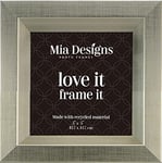 Mia Designs Picture Frame White with Silver Lines 5x5 13x13 Cm Photo Frame for Desk, Wall and Table Top in Eco-friendly PS material Environmentally Friendly Freestanding Frame