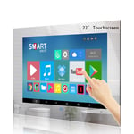 Haocrown 22-inch Smart Touch Screen Waterproof Bathroom Mirror TV for Shower Hot Tub, Full HD 1080P Built-in Android 9.0 Satellite Tuner Wi-Fi Bluetooth HDMI USB (Touchscreen Mirror, 2021 Model)
