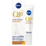 NIVEA Q10 Energy Soin Contour des Yeux (1x15 ml), crème anti rides yeux enrichie vitamine C & Guarana antioxydants, crème anti-âge anti-cerne yeux peaux ternes et fatiguées