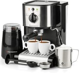 7 Pc All-in-One Espresso & Cappuccino Maker Machine Barista Bundle Set Steam & 2