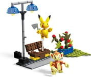 Boîte Cassé Playset Pokemon Fig. 10cm Ouisticram et Pikachu 127 Pièces Mega