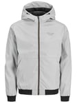 JACK & JONES Mens Seam Hooded Jacket Outerwear Top Light Grey XL