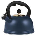 Typhoon Otto Stainless Steel Whistling Kettle 2 Litre Navy Serving Tea Coffee 