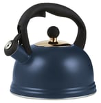 Typhoon Otto Stainless Steel Whistling Kettle 2 Litre Navy Serving Tea Coffee