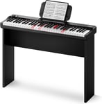 Clavier Électronique Piano 61 Touches, Indicateur Lumineux Guidance Designed For Beginners, With Detachable Piano Stand, Music Stand, Dk-10S Noir