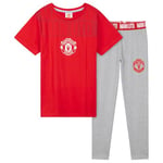 Manchester United F.C. Boys Pyjamas Set, Comfy 2 Piece Nightwear Set, Boys Gifts (Red/Grey, 5-6 Years)