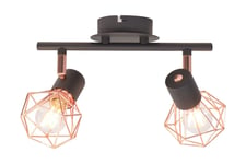 Be Basic Taklampe med 2 spotlys E14 svart og kobber - Svart