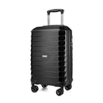 Kono Valise à Main 55 x 35 x 20 cm en polypropylène léger avec Serrure TSA, Port de Charge USB et 4 Roues pivotantes, Noir, Bagages à Coque Rigide