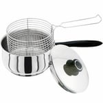 Quality Stainless Steel Deep Chip Pan Fryer Pot With Lid & Basket Induction 20CM