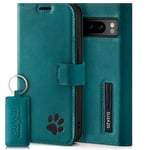 SURAZO Étui de Protection Portefeuille en Cuir véritable pour Google Pixel 8 Pro - Étui de Protection en Cuir véritable avec Motif Patte - Étui à Rabat RFID [Aimant, Fonction Support, Compartiment