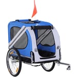 Pawhut - Remorque vélo pour chien animaux pliable 8 réflecteurs drapeau barre attelage inclus acier polyester imperméable max. 30 Kg 130L x 73l x 90H