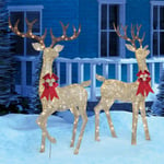 5ft 11" Indoor/Outdoor Christmas Reindeer Family 2 Bucks With 480 LED Lights NEW