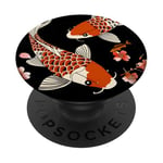 Poisson koï japonais et fleur de cerisier, motif Sakura PopSockets PopGrip Adhésif