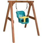 AXI Portique en Bois Marron - Balançoire Bébé Balançoire turquoise / JAUNE pour les enfants à partir de 9 mois Balançoire pour l'extérieur / le jardin