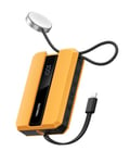 VEEKTOMX PD 30W Batterie Externe Charge Rapide 10000mAh, Compacte Power Bank avec Câble Intégrée pour iPhone & Mini Chargeur Portable de Montre, Universel Compatible avec iPhone/iWatch/Macbook, Jaune