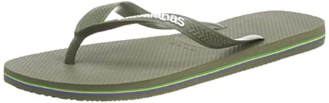 Havaianas Unisex Brasil Logo Flip Flops, Green, 1/2 UK