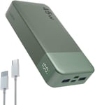 Nobis Power Bank, 20000mah Chargeur Portable, 45w Usb C In & Out Charge Rapide, Batterie Externe 4 Ports Avec Affichage Numérique Led, Compatible Avec Macbook, Iphone 15 14 13 Pro Samsung S23 (Vert)