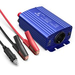 BESTEK Convertisseur 12v 220v 240v 500W Métal Onduleur 12v 230v Transformateur de Voyage avec 2 Ports USB 5V/4.8A et Une Paire de Clips Batterie avec 1 AC Prise et 2 Fusible pour Voiture Bateau