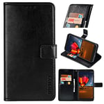 Nokia XR20 Premium Leather Wallet Case [Card Slots] [Kickstand] [Magnetic Buckle] Flip Folio Cover for Nokia XR20 Smartphone(Black)