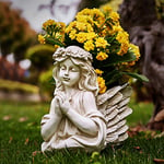 Floryden Mini Vase en Forme de Buste d'ange priant pour terrasse, pelouse, Cour, cimetière, décoration funéraire, résine Classique Antique, 21 cm de Hauteur