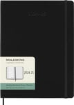 Moleskine Weekly Planner 2024-2025, Weekly Planner 18 Months 2025, With Space For Notes, With Hard Cover And Elastic Closure, Extra Large Size 19 x 25 cm, Color Black